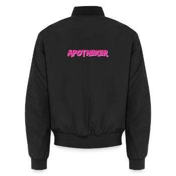 Apotheker als Comic - Unisex Bomberjacke - Schwarz - Hinten - AI Model Male 185 light (185cm)
