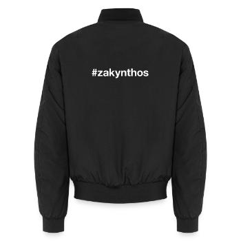 ZAKYNTHOS Hashtag - Unisex Bomber Jacket - black - Back - AI Model Male 185 light (185cm)