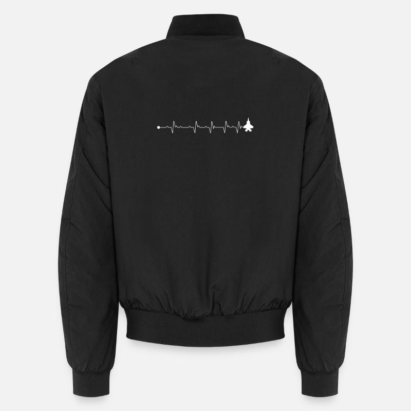 Heartbeat jet plane - Unisex Bomber Jacket - black