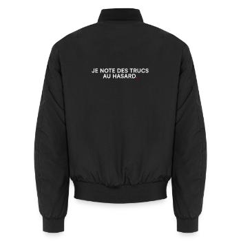 Ich schreibe zufällige Sachen auf – Humor - Unisex Bomberjacke - Schwarz - Hinten - AI Model Male 185 light (185cm)