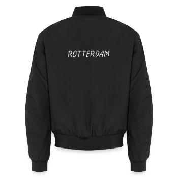 Rotterdam Grunge Brush - Unisex Bomber Jacket - black - Back - AI Model Male 185 light (185cm)