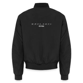 Koordinaten Arosa in Graubünden, stolzer Bündner - Unisex Bomberjacke - Schwarz - Hinten - AI Model Male 185 light (185cm)