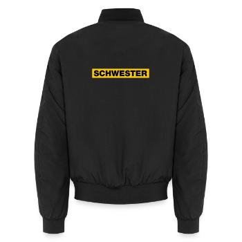 Schwester - Unisex Bomberjacke - Schwarz - Hinten - AI Model Male 185 light (185cm)