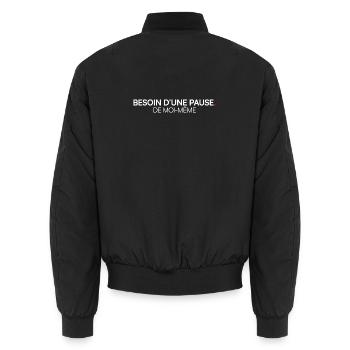 Need a modern humor break - Unisex Bomber Jacket - black - Back - AI Model Male 185 light (185cm)