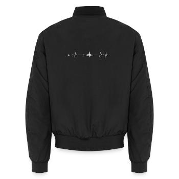 Heartbeat plane - Unisex Bomber Jacket - black - Back - AI Model Male 185 light (185cm)