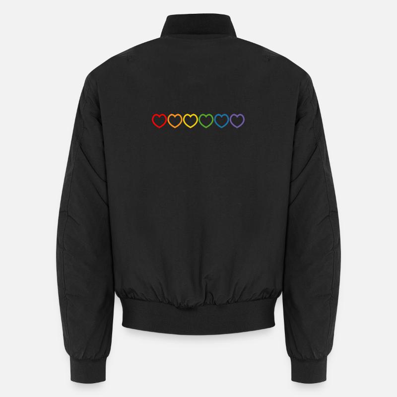 Rainbow Hearts outline - Unisex Bomber Jacket - black