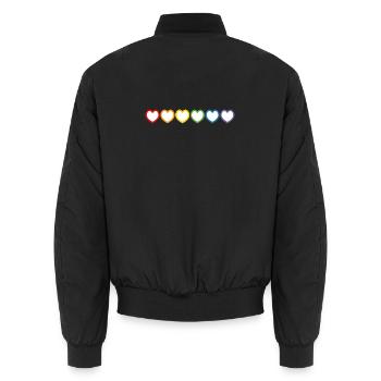 Regenbogen LGBT Herzen white lgbt tshirt - Unisex Bomberjacke - Schwarz - Hinten - AI Model Male 185 light (185cm)