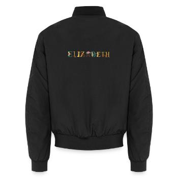 ELIZABETH NOM ART AVEC FLEURS BRODÉES - Bomber unisexe - noir - Dos - AI Model Male 185 light (185cm)