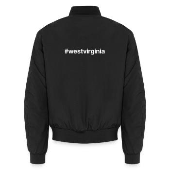 WEST VIRGINIA Hashtag - Unisex Bomber Jacket - black - Back - AI Model Male 185 light (185cm)