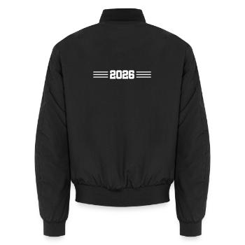 2026 year stroke - Unisex Bomber Jacket - black - Back - AI Model Male 185 light (185cm)