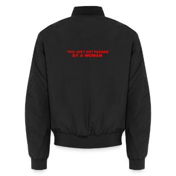 Auto-Humor - Unisex Bomberjacke - Schwarz - Hinten - AI Model Male 185 light (185cm)