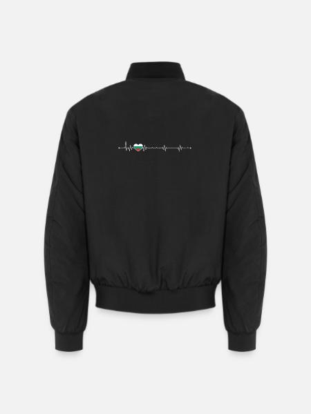 Heartbeat bulgaria flag - Unisex Bomber Jacket - black