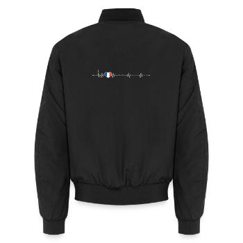 Heartbeat Frankreich Flagge - Unisex Bomberjacke - Schwarz - Hinten - AI Model Male 185 light (185cm)