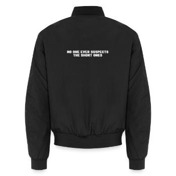 Bitte laden Sie das Designbild hoch - Unisex Bomberjacke - Schwarz - Hinten - AI Model Male 185 light (185cm)