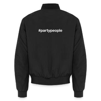 PARTY PEOPLE Hashtag - Unisex Bomber Jacket - black - Back - AI Model Male 185 light (185cm)