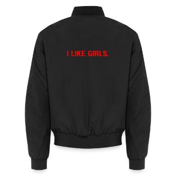 Ich mag Mädchen - Unisex Bomberjacke - Schwarz - Hinten - AI Model Male 185 light (185cm)