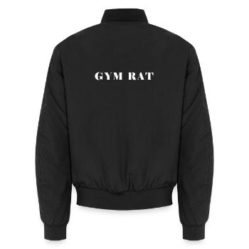GYM RAT Schriftzug für Fitnessstudio-Liebhaber - Unisex Bomberjacke - Schwarz - Hinten - AI Model Male 185 light (185cm)