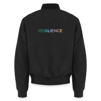 Resilience Gradient Typo - Unisex Bomber Jacket - black - Back - AI Model Male 185 light (185cm)