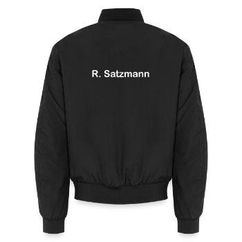 R. Satzmann - Unisex Bomberjacke - Schwarz - Hinten - AI Model Male 185 light (185cm)