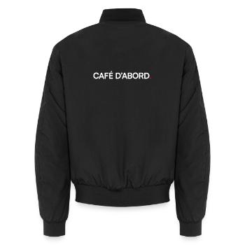 CAFÉ D’ABORD – Humour bureau lundi matin - Bomber unisexe - noir - Dos - AI Model Male 185 light (185cm)