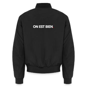 ON EST BIEN | Expression humour minimaliste - Bomber unisexe - noir - Dos - AI Model Male 185 light (185cm)