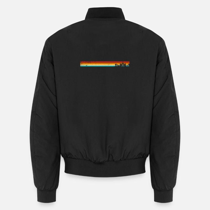 Retro Sunset Pier Stripes - Unisex Bomber Jacket - black