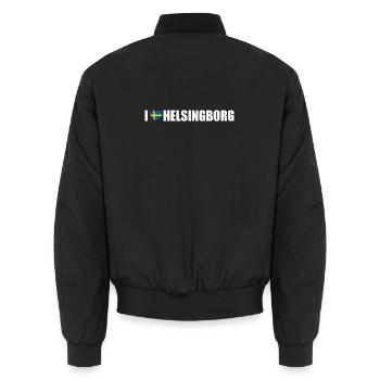 I love Helsingborg Schweden - Unisex Bomberjacke - Schwarz - Hinten - AI Model Male 185 light (185cm)