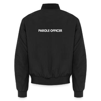 Parole officer - Unisex Bomber Jacket - black - Back - AI Model Male 185 light (185cm)