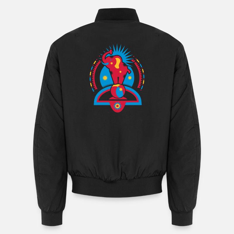 Ein Zirkuselefant auf einen Ball in der Manege Unisex Bomberjacke