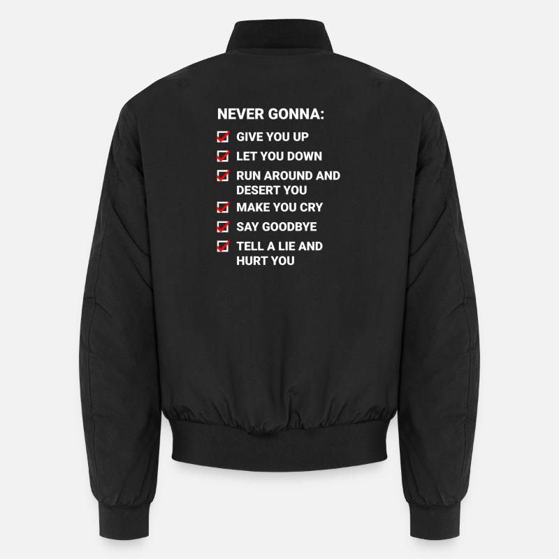 Rick Roll Checklist (Never Gonna Give You Up) - Unisex Bomber Jacket - black