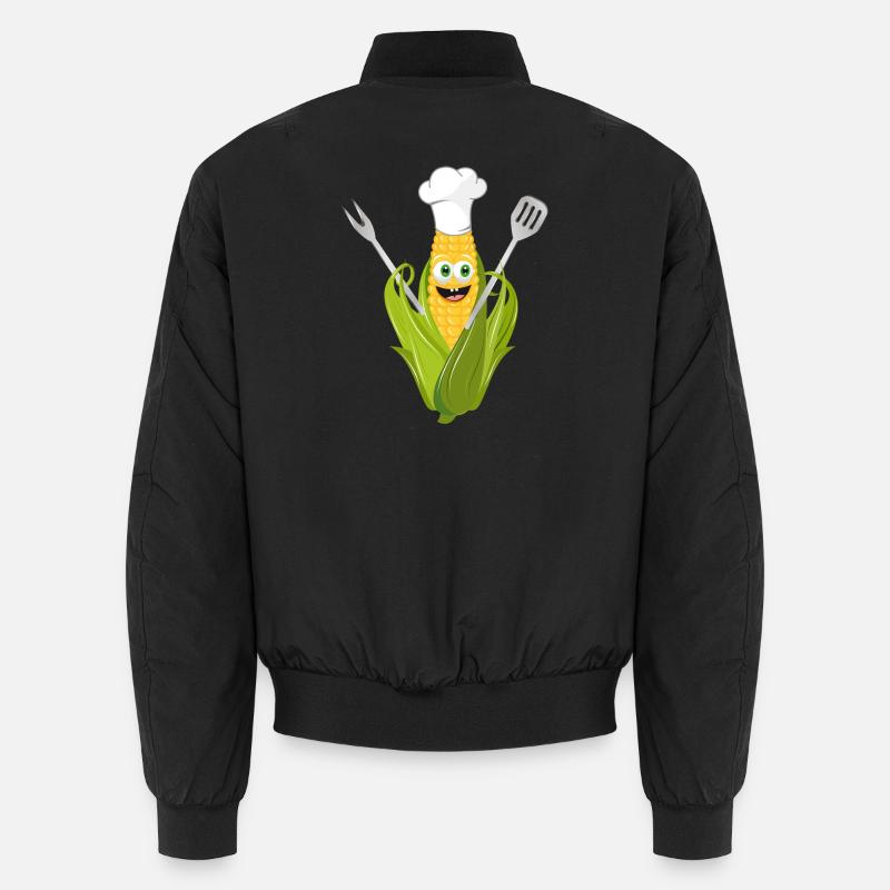 funny cartoon corncob with chef hat Unisex Bomber Jacket