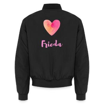 Frieda Rosa Herz Mädchen Geschenkidee Shirt - Unisex Bomberjacke - Schwarz - Hinten - AI Model Male 185 light (185cm)