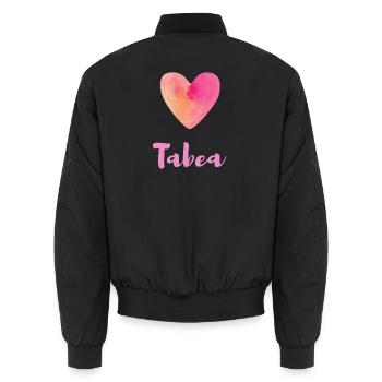 Tabea Rosa Herz Mädchen Geschenkidee Outfit - Unisex Bomberjacke - Schwarz - Hinten - AI Model Male 185 light (185cm)