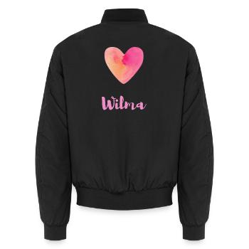 Wilma Rosa Herz Mädchen Aesthetic Namensshirt - Unisex Bomberjacke - Schwarz - Hinten - AI Model Male 185 light (185cm)