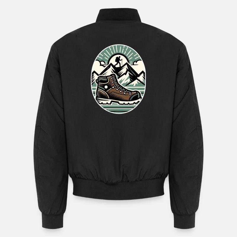 Drawing Hiker Mountain Hiking Shoe - Unisex Bomber Jacket - black