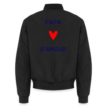 HAPPY FATHER'S DAY. DAD. FATHER'S DAY. FATHER - Unisex Bomber Jacket - black - Back - AI Model Male 185 light (185cm)