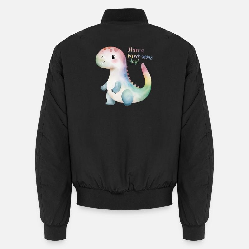 Cute Rainbow Dino – Have a Rawr-some Day! Unisex Bomber Jacket
