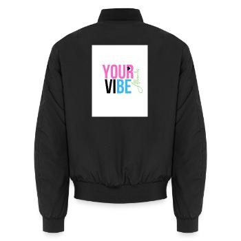 Positive and Motivating Vibration - Unisex Bomber Jacket - black - Back - AI Model Male 185 light (185cm)