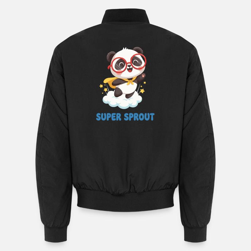 Süßer Super Sprout Panda mit Kappe Unisex Bomberjacke