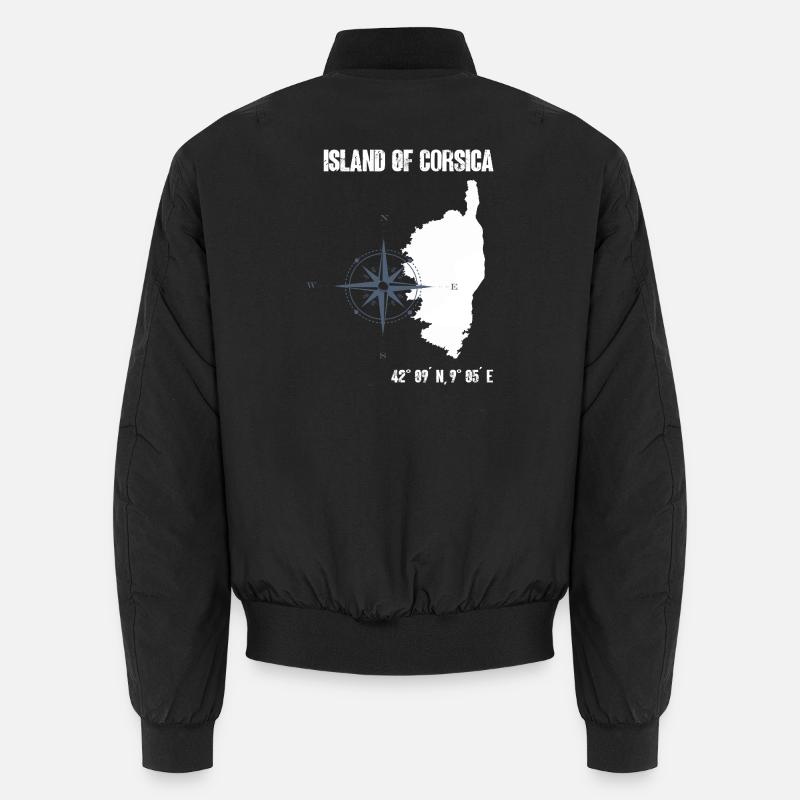 Contour de la Corse avec compas de coordonnées Bomber unisexe