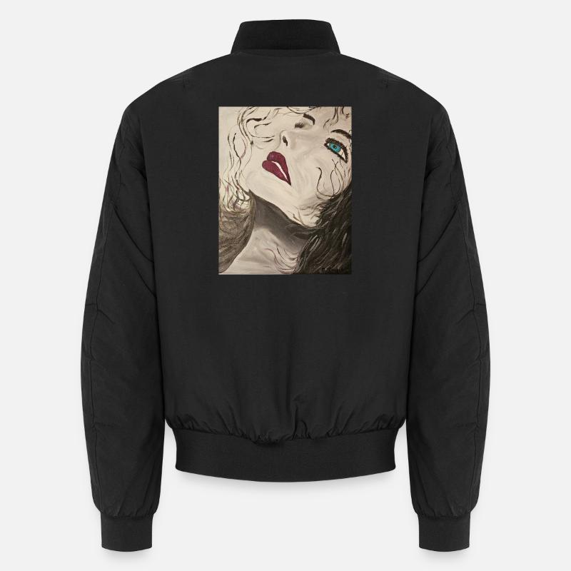 Expressionistisches Porträt mit Blauem Blick Unisex Bomberjacke