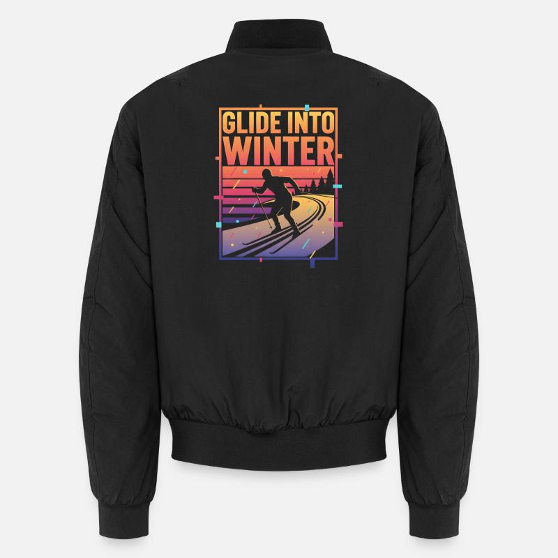 Langlauf Glide Into Winter Neon Retro - Unisex Bomberjacke - Schwarz