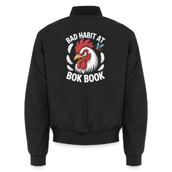  Funny Rooster Stop Staring At My Chicks Vintage - Unisex Bomberjacke - Schwarz - Hinten - AI Model Male 185 light (185cm)
