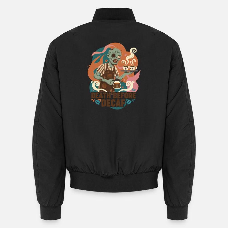 Death Before Decaf Barista - Unisex Bomber Jacket - black