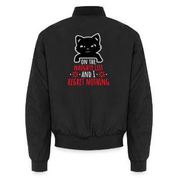 On the naughty list and regret nothing Böse Katze - Unisex Bomber Jacket - black - Back - AI Model Male 185 light (185cm)