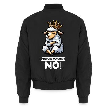 Before You Ask Sheep Sheep Shepherd Sheep Holder - Unisex Bomber Jacket - black - Back - AI Model Male 185 light (185cm)