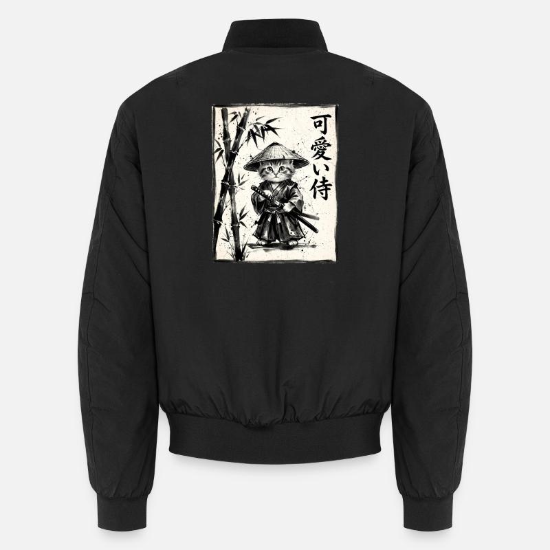 Samurai Katze Sumi-e Tuschezeichnung Unisex Bomberjacke