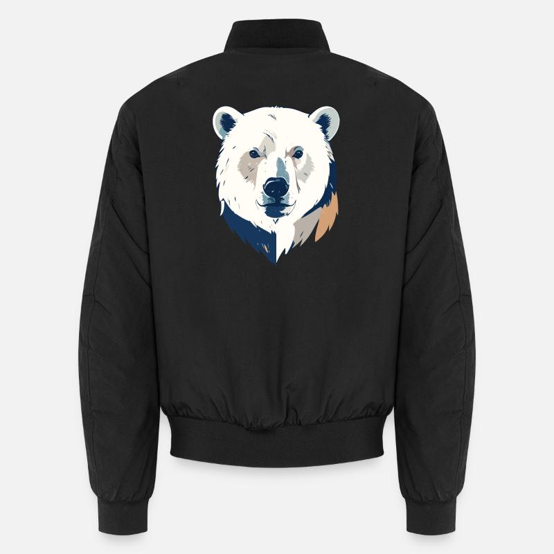 Polarbär Eisbär Kopf Zeichnung Kopfdesign Motiv Unisex Bomberjacke