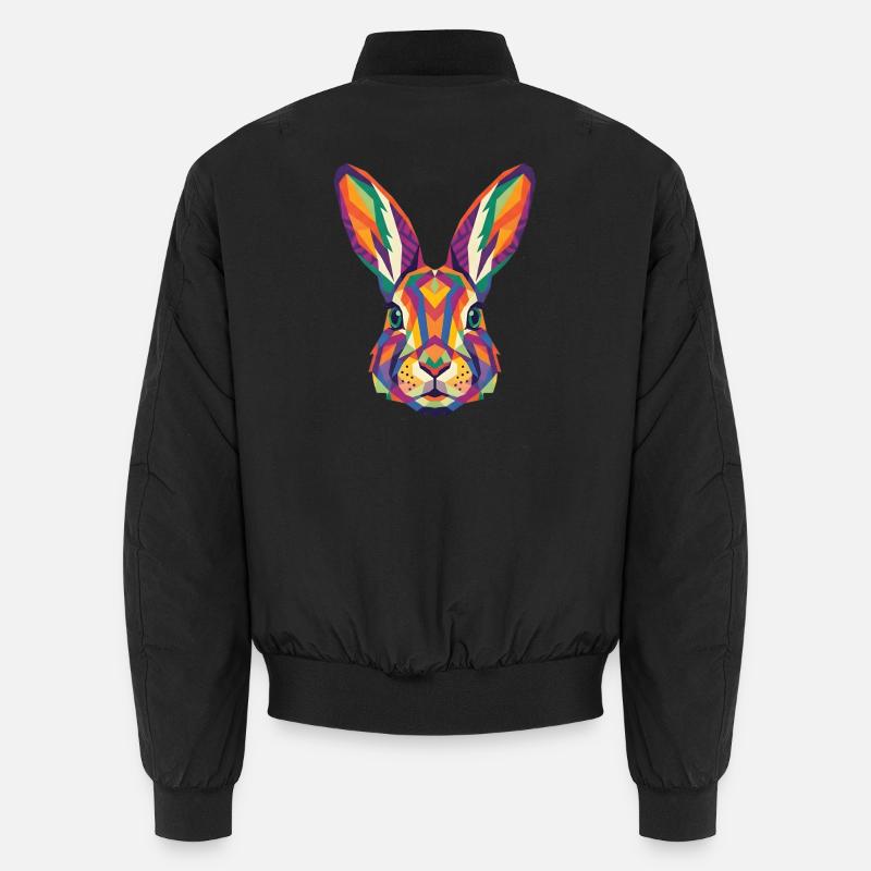 Bunte geometrische Hasenkopf-Pop Art - Unisex Bomberjacke - Schwarz