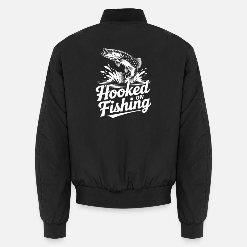 Graphique de pêche accroché - Bomber unisexe - noir